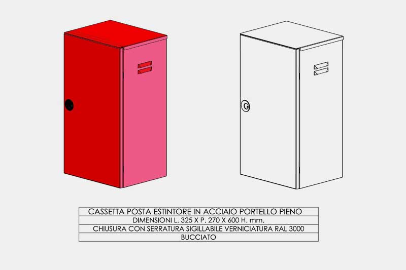 Cassetta porta estintore con portello pieno in acciaio