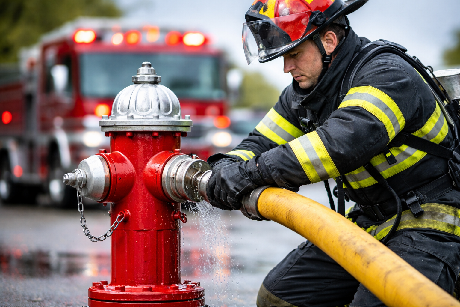 vigile del fuoco con idrante